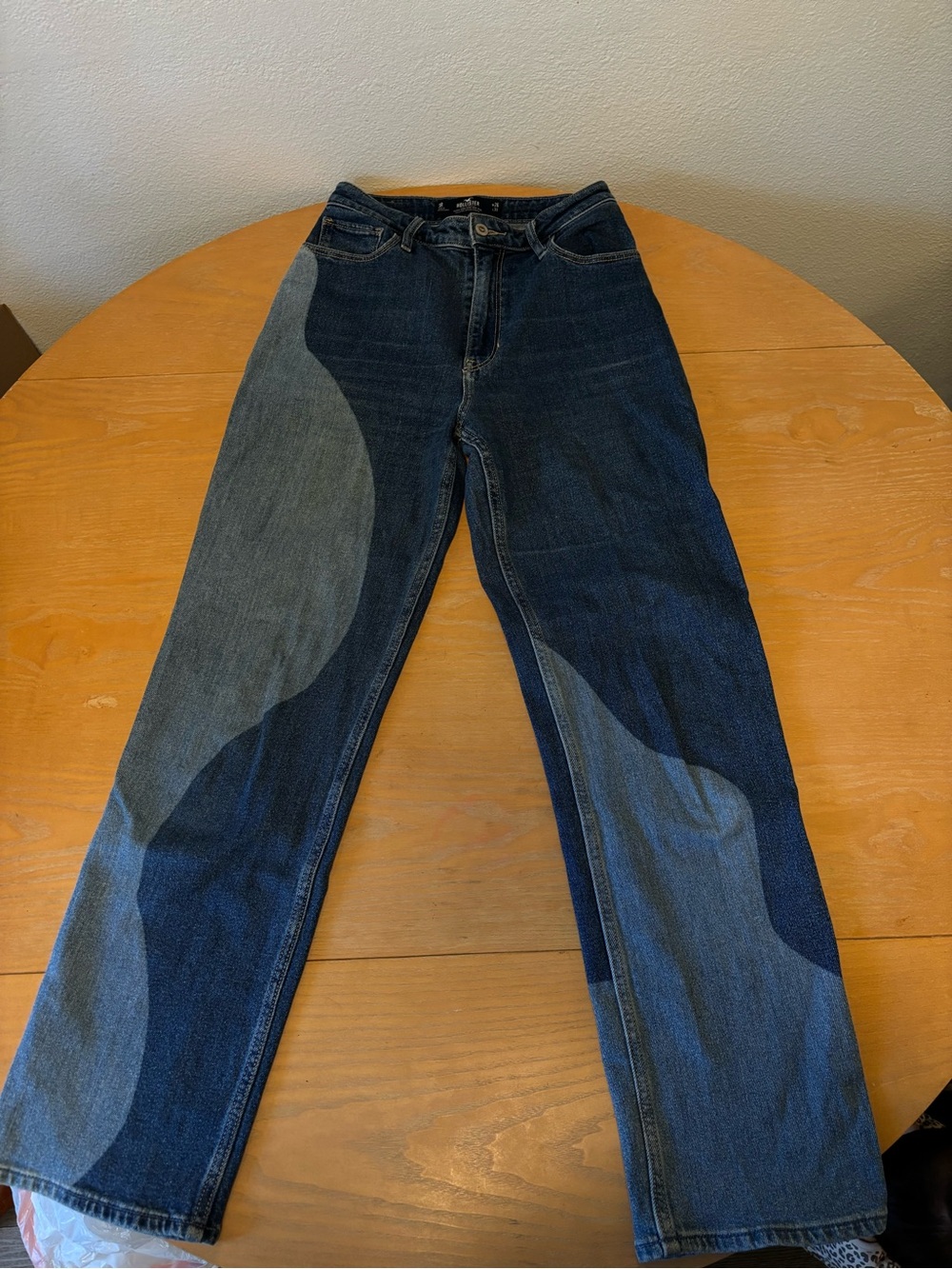 Hollister Two-Tone Blue Patchwork Straight Leg Jeans